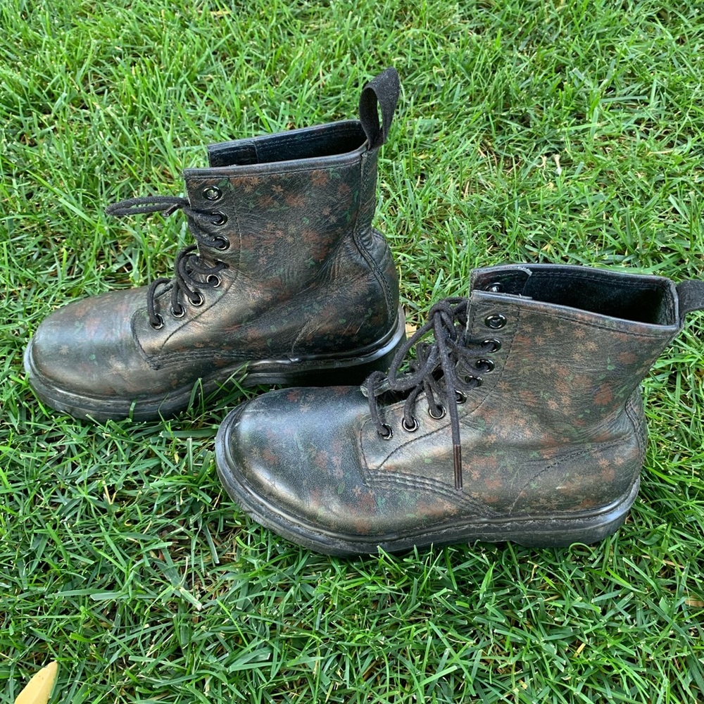 Dr. Martens Airwair Leather Floral Lace up Boots